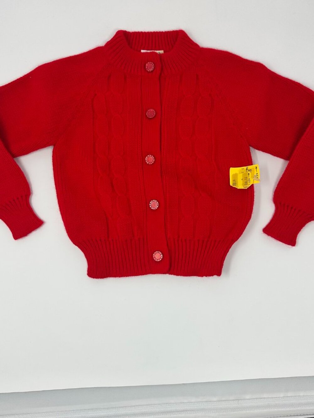 NWT Vintage Kmart Sunflower Girl's Red Cardigan Sweater, 100% Acrylic, Size: 2T